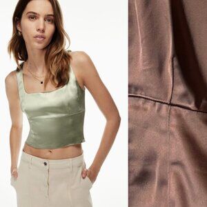 Aritzia Wilfred Sz XS Shine Brown Cropped Bustier Top